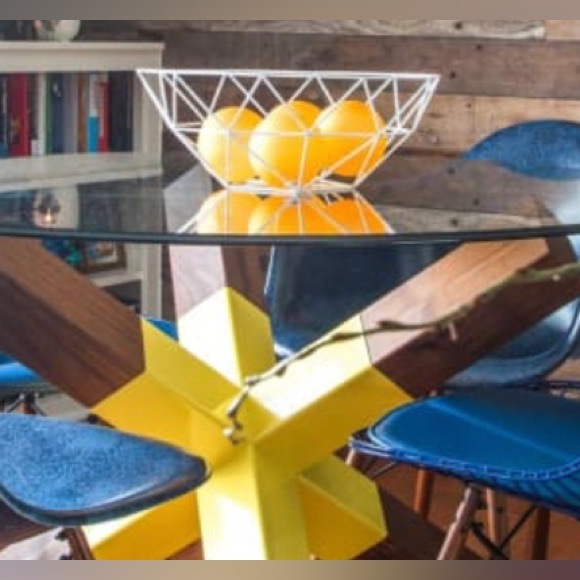 CB2 modern white powder coated metal geodesic bowl basket bin table accessory - Picture 3 of 4